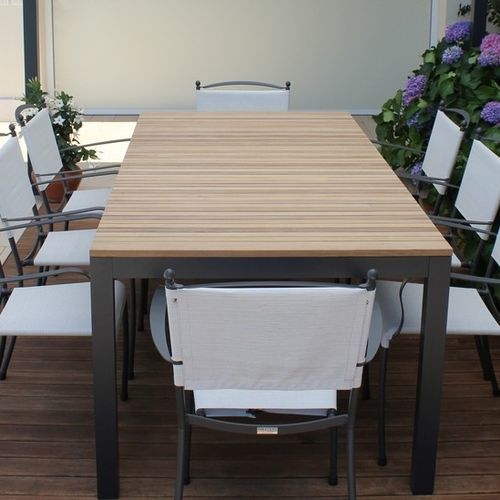 Tavolo contemporaneo - ARIETE - FIVE STARS ITALY - in teak / con supporto in alluminio / rettangolare