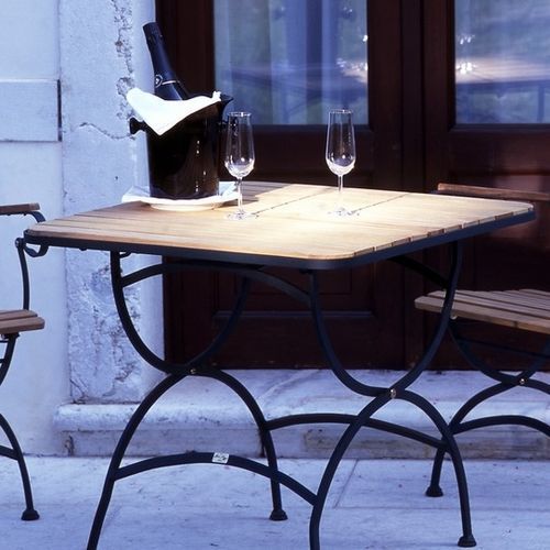Tavolo contemporaneo - POLAR - FIVE STARS ITALY - in teak / con supporto in metallo / quadrato