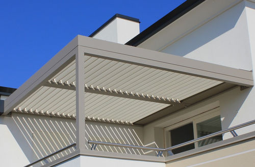 Pergola addossata - KIM - FIVE STARS ITALY - in alluminio / a lamelle orientabili / a lamelle frangisole