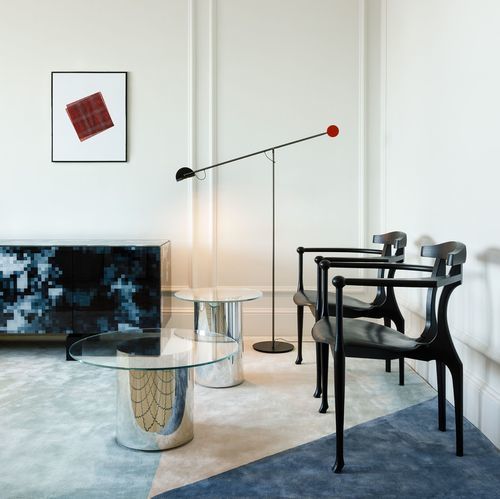 Tavolo d'appoggio contemporaneo - 2001 - BD Barcelona Design - in vetro temprato / con supporto in acciaio / rotondo