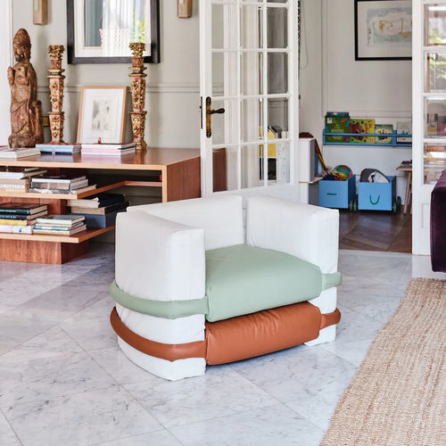 Poltrona contemporanea - PILLOW  - BD Barcelona Design - in pelle / in acciaio termolaccato / marrone