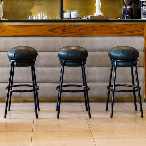 Sgabello da bar contemporaneo - GRASSO  - BD Barcelona Design - in pelle / con supporto in acciaio / con 4 gambe