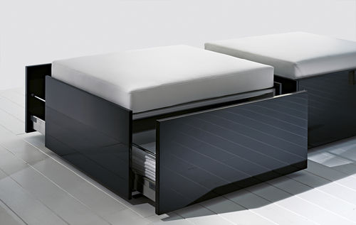 Pouf contemporaneo - LESS - RI.FRA MOBILI - in tessuto / rettangolare / con contenitore