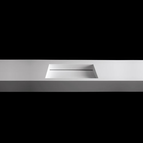 Lavabo da incasso - TICKLESS - RI.FRA MOBILI - in Corian® / con piano integrato / doppio