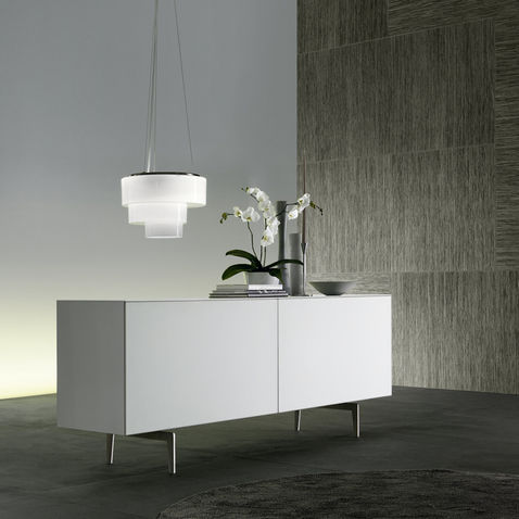 Credenza contemporanea - EILEEN - RIMADESIO - in vetro laccato / in acciaio