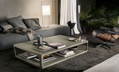 Tavolino basso contemporaneo - SIXTY - RIMADESIO - in vetro laccato / in alluminio / rettangolare
