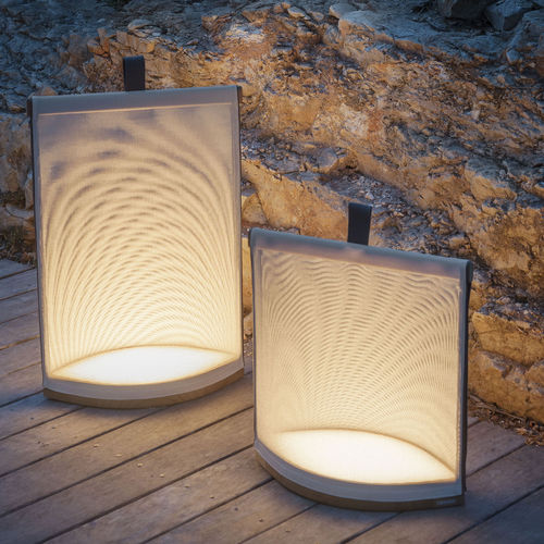 Lampada portatile - PILLOW 001 - RODA - in acciaio inossidabile / in tessuto / in teak