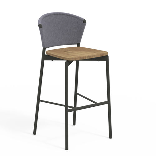 Sedia alta contemporanea - PIPER 050 - RODA - da esterno / in alluminio / in teak
