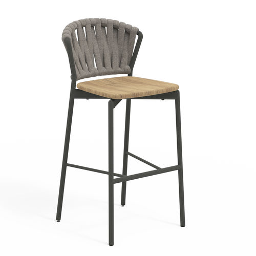Sedia alta contemporanea - PIPER 250 - RODA - da esterno / in alluminio / in teak