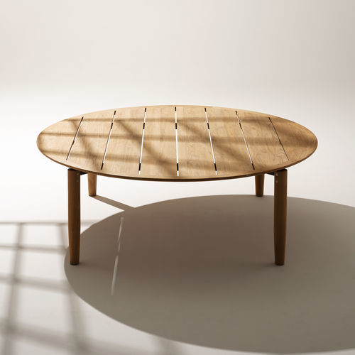 Tavolo da pranzo contemporaneo - LEVANTE 021 - RODA - in teak / con supporto in teak / rotondo