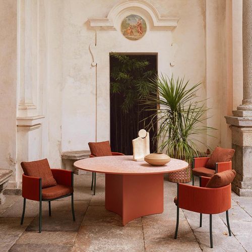 Sedia da pranzo contemporanea - SADDLE - RODA - per esterni / in corda / con supporto in alluminio