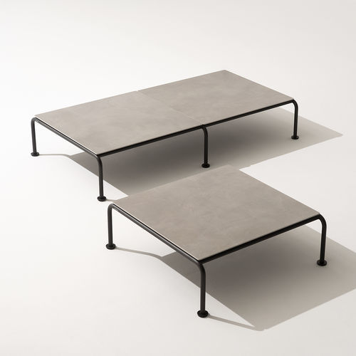 Tavolino contemporaneo - STRESA 104 + 105 - RODA - in tessuto / in gres / con supporto in alluminio
