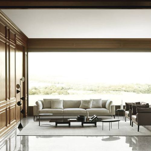 Divano contemporaneo - FLOYD-HI 2 - Living Divani - in tessuto / in pelle / con braccioli