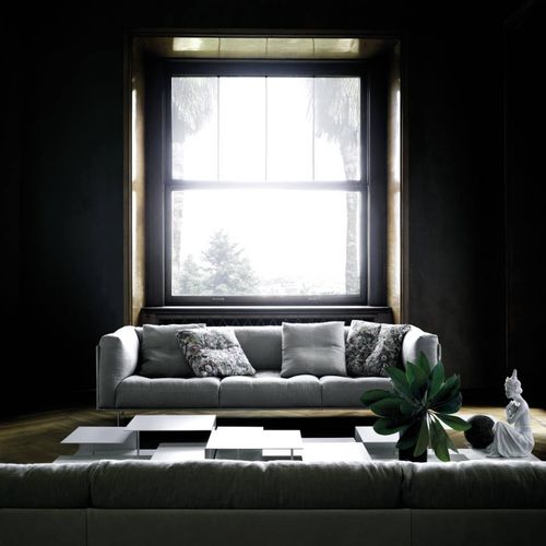 Divano contemporaneo - ROD  - Living Divani - in tessuto / in pelle / con braccioli