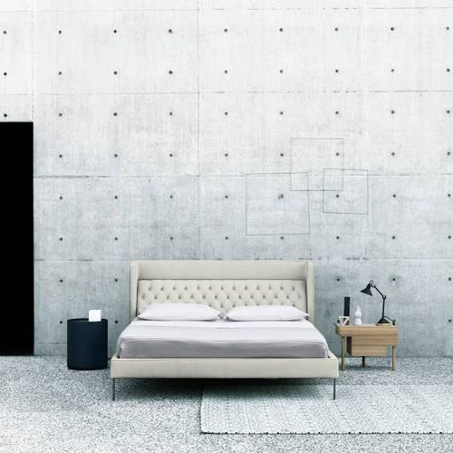 Letto matrimoniale - LIPP - Living Divani - contemporaneo / imbottito / con testiera imbottita