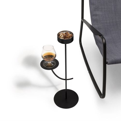 Tavolo d'appoggio contemporaneo - VIZIO - Living Divani - in acciaio / con supporto in acciaio / rotondo
