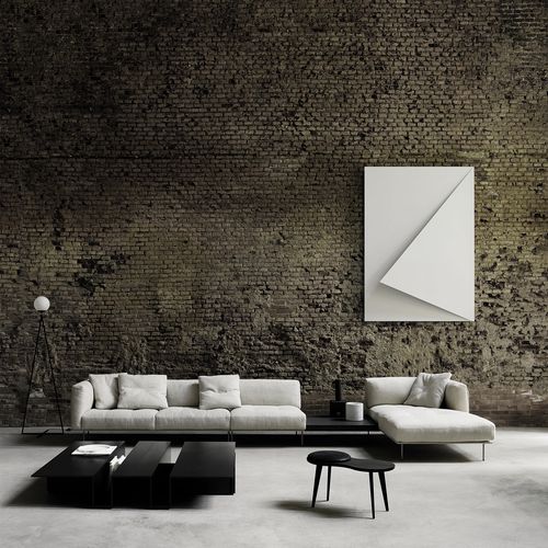 Divano modulare - ROD SYSTEM - Living Divani - contemporaneo / in tessuto / in pelle