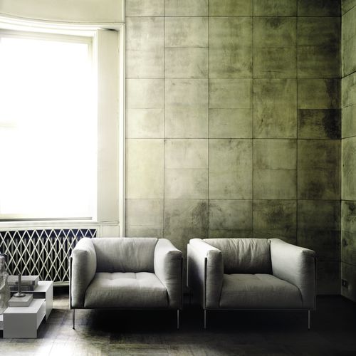 Poltrona contemporanea - ROD - Living Divani - in tessuto / in pelle / in acciaio