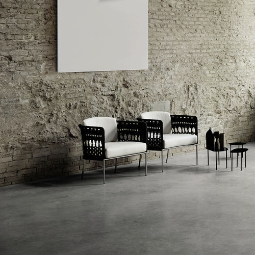 Poltrona contemporanea - TOMBOLO - Living Divani - in tessuto / in acciaio inossidabile / in corda