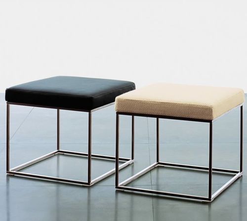 Sgabello contemporaneo - ILE  - Living Divani - in pelle / in tessuto / con supporto in acciaio inossidabile