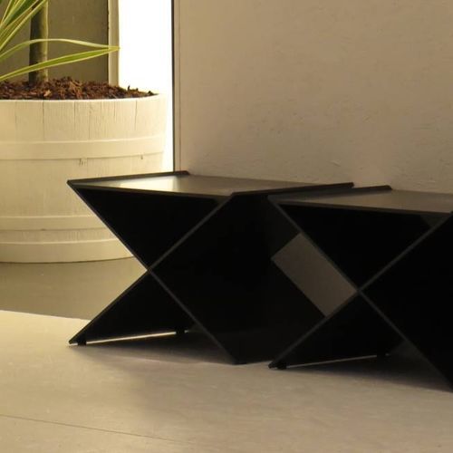 Sgabello contemporaneo - ANIN - Living Divani - in pelle / in tessuto / in alluminio