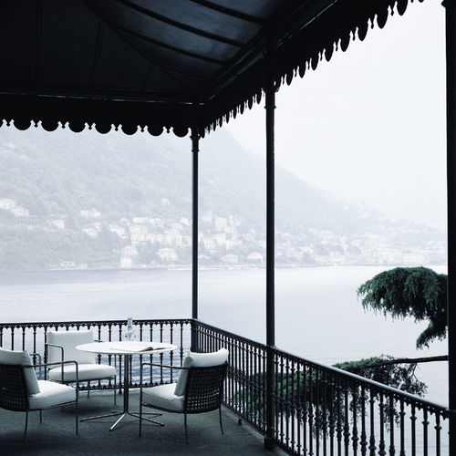 Poltrona contemporanea - CAFE' - Living Divani - in tessuto / in acciaio inossidabile / in corda