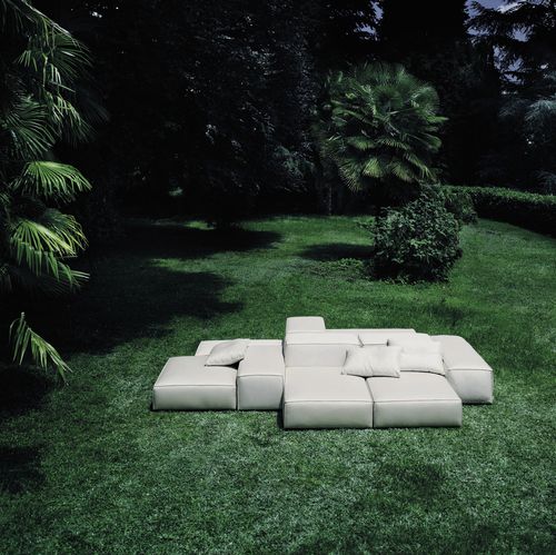 Divano modulare - EXTRASOFT - Living Divani - contemporaneo / da giardino / in tessuto