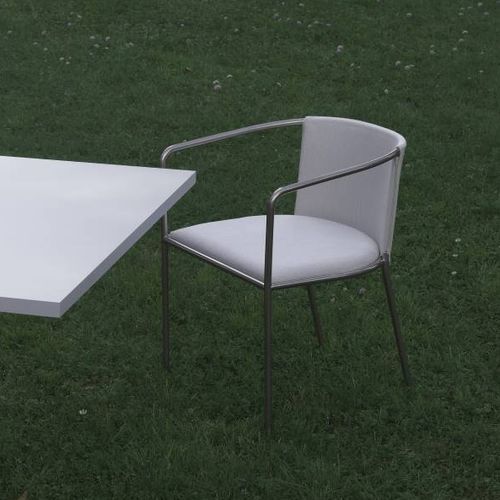 Sedia da giardino contemporanea - MAJA D - Living Divani - da esterno / in tessuto / in pelle