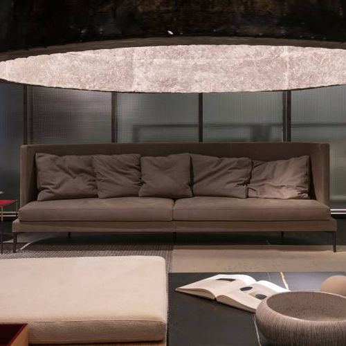 Divano contemporaneo - CLAN - Living Divani - in tessuto / in pelle / con cuscino rimovibile