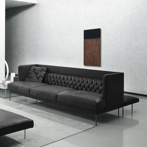 Divano contemporaneo - LIPP - Living Divani - in tessuto / in pelle / con braccioli