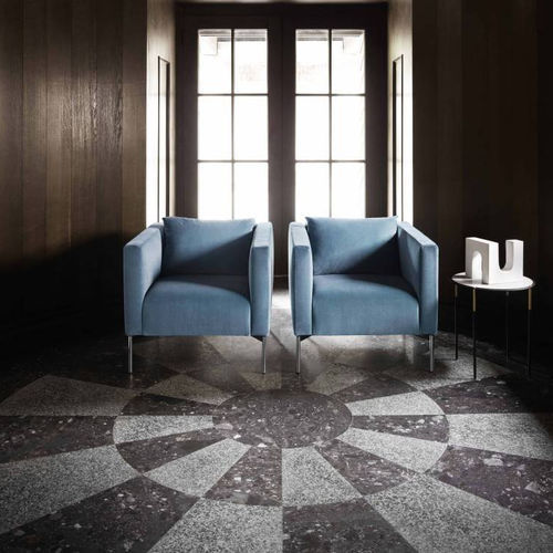 Poltrona contemporanea - TWIN - Living Divani - in tessuto / in pelle / in legno compensato