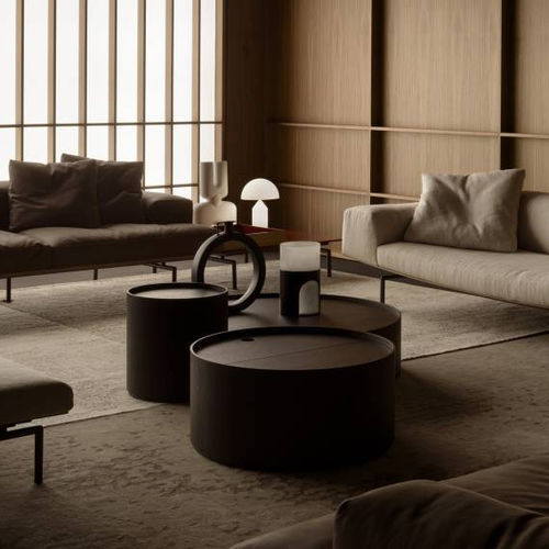 Tavolino basso contemporaneo - MOON - Living Divani - in rovere / impiallacciato in legno / in MDF