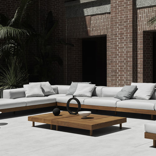 Tavolino basso contemporaneo - Kasbah - Living Divani - in teak / in legno compensato / in HPL