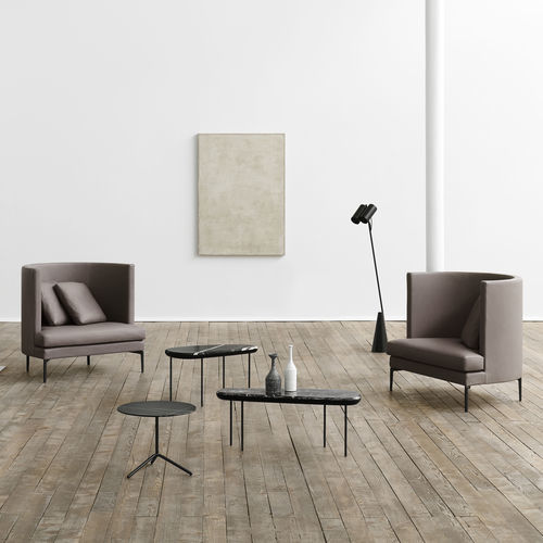 Poltrona contemporanea - Clan - Living Divani - in tessuto / in pelle / in legno