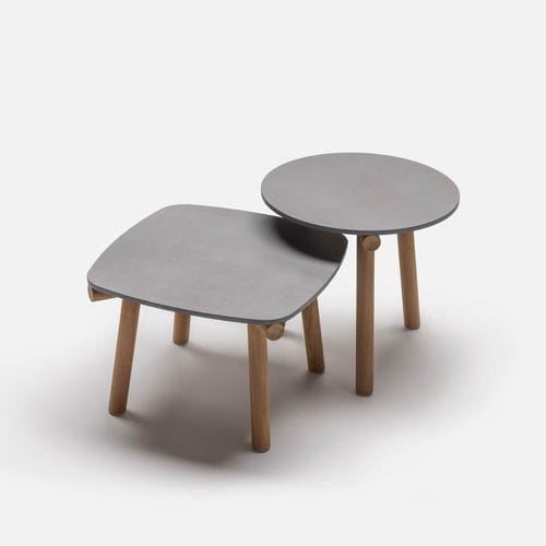 Tavolo d'appoggio contemporaneo - KASUMI - Living Divani - in ceramica / in pietra / con supporto in legno