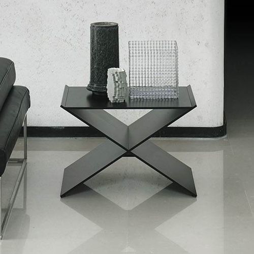 Tavolo d'appoggio design minimalista - ANIN - Living Divani - in pelle / in tessuto / con supporto in metallo