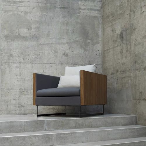Poltrona contemporanea - DECK - Joquer - in tessuto / in pelle / in noce americano