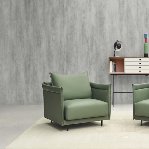 Poltrona contemporanea - SENSO - Joquer - in pelle / in legno / con cuscino rimovibile