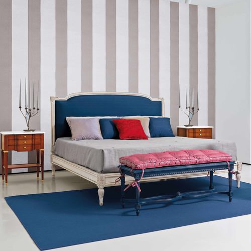 Letto matrimoniale - ART. 1058 - SALDA ARREDAMENTI - in stile Luigi XVI / con testiera imbottita / in tessuto