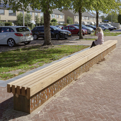 Panca per spazi pubblici contemporanea - ROUGH&amp;READY SEAT WALL - Streetlife - in legno / in acciaio / in acciaio COR-TEN®