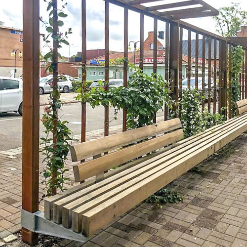 Panca per spazi pubblici contemporanea - GREEN SCREEN SYSTEM - Streetlife - in acciaio galvanizzato / in corten / con schienale