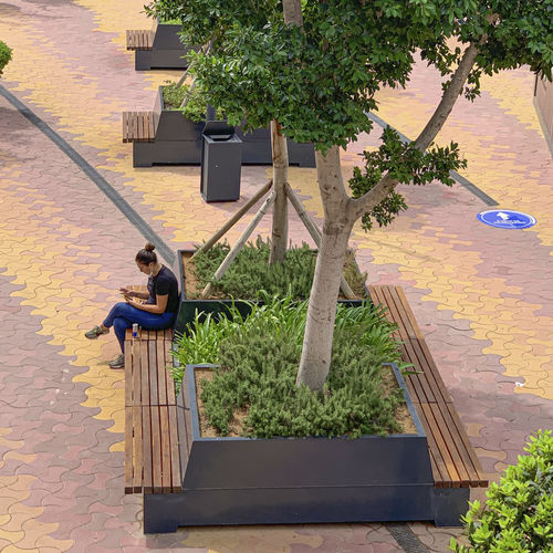 Fioriera in legno - MOBILE GREEN ISLES - Streetlife - in acciaio inossidabile / in acciaio COR-TEN® / rettangolare