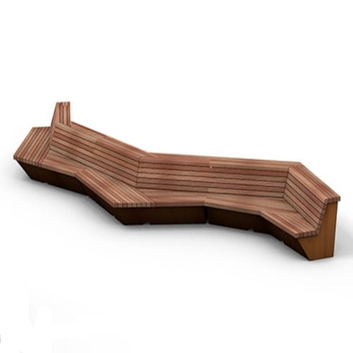 Panca per spazi pubblici contemporanea - Solid Wing - Streetlife - in legno / in acciaio termolaccato / in corten