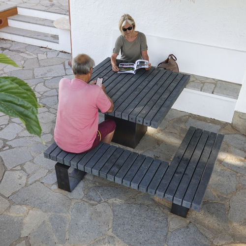 Set tavolo e panca contemporaneo - SOLID MEET&amp;WORK - Streetlife - in legno / in acciaio galvanizzato / in corten