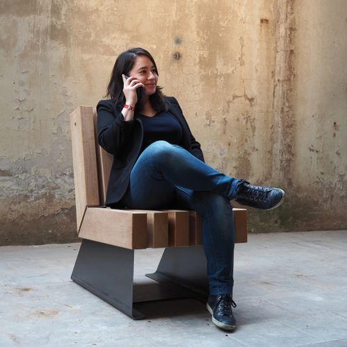 Poltrona urbana contemporanea - Rough&Ready Lounge  - Streetlife - in legno di latifoglie / in acciaio galvanizzato / con schienale alto