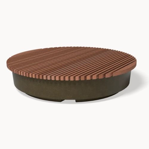 Panca per spazi pubblici in plastica riciclata - LEAN PODIUM DISCS - Streetlife - in fibra di vetro / in bambù / in legno