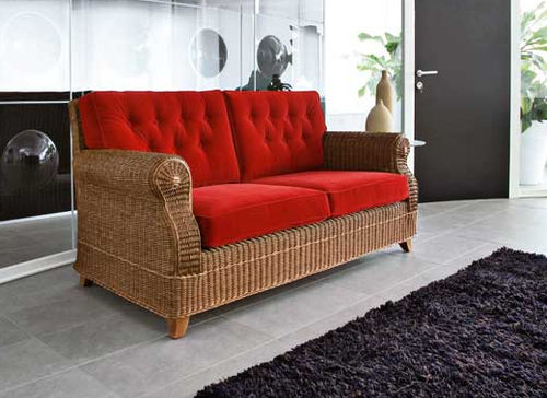 Divano classico - ROYAL - Dolcefarniente by DFN srl - rosso / in vimini / 3 posti