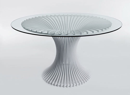 Tavolo contemporaneo - CALLA STEEL - Dolcefarniente by DFN srl - in acciaio / con supporto in acciaio / rotondo