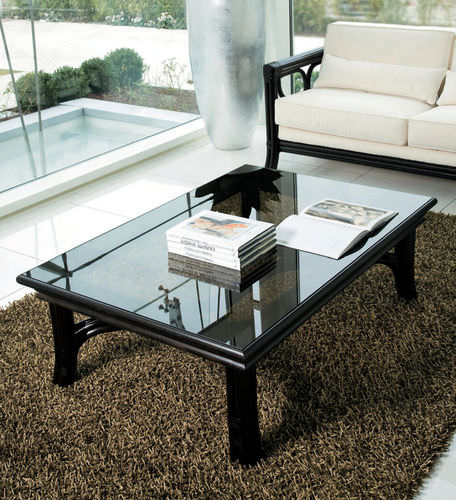 Tavolino basso contemporaneo - ARTÙ/N - Dolcefarniente by DFN srl - in vetro / in rattan / rettangolare