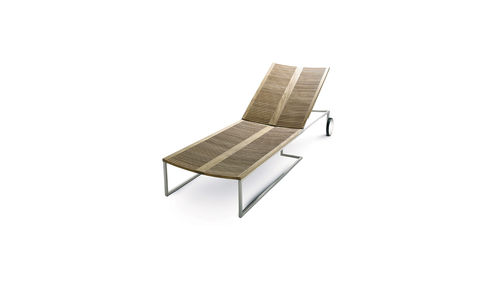 Lettino prendisole contemporaneo - BEO - KENKOON - in teak / in acciaio inossidabile / da giardino